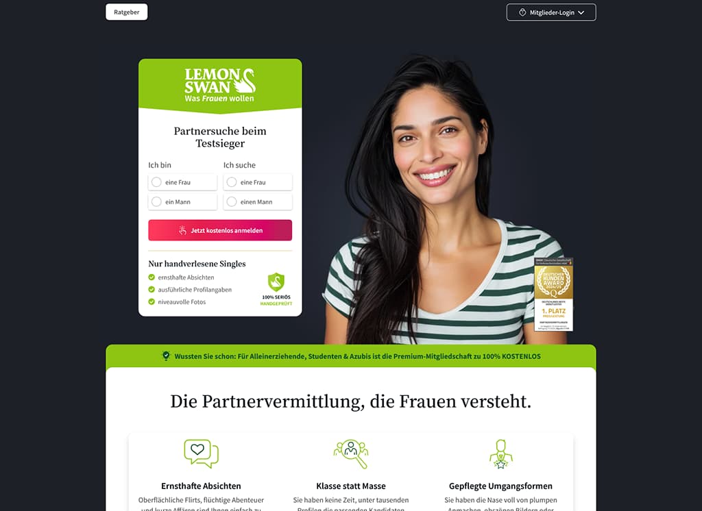 LemonSwan Startseite - Screenshot der Anmeldung und Hauptfunktionen