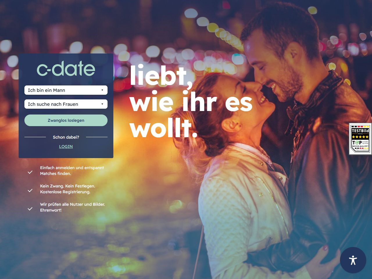 C-Date Startseite - Online-Dating-Portal im Test 2026